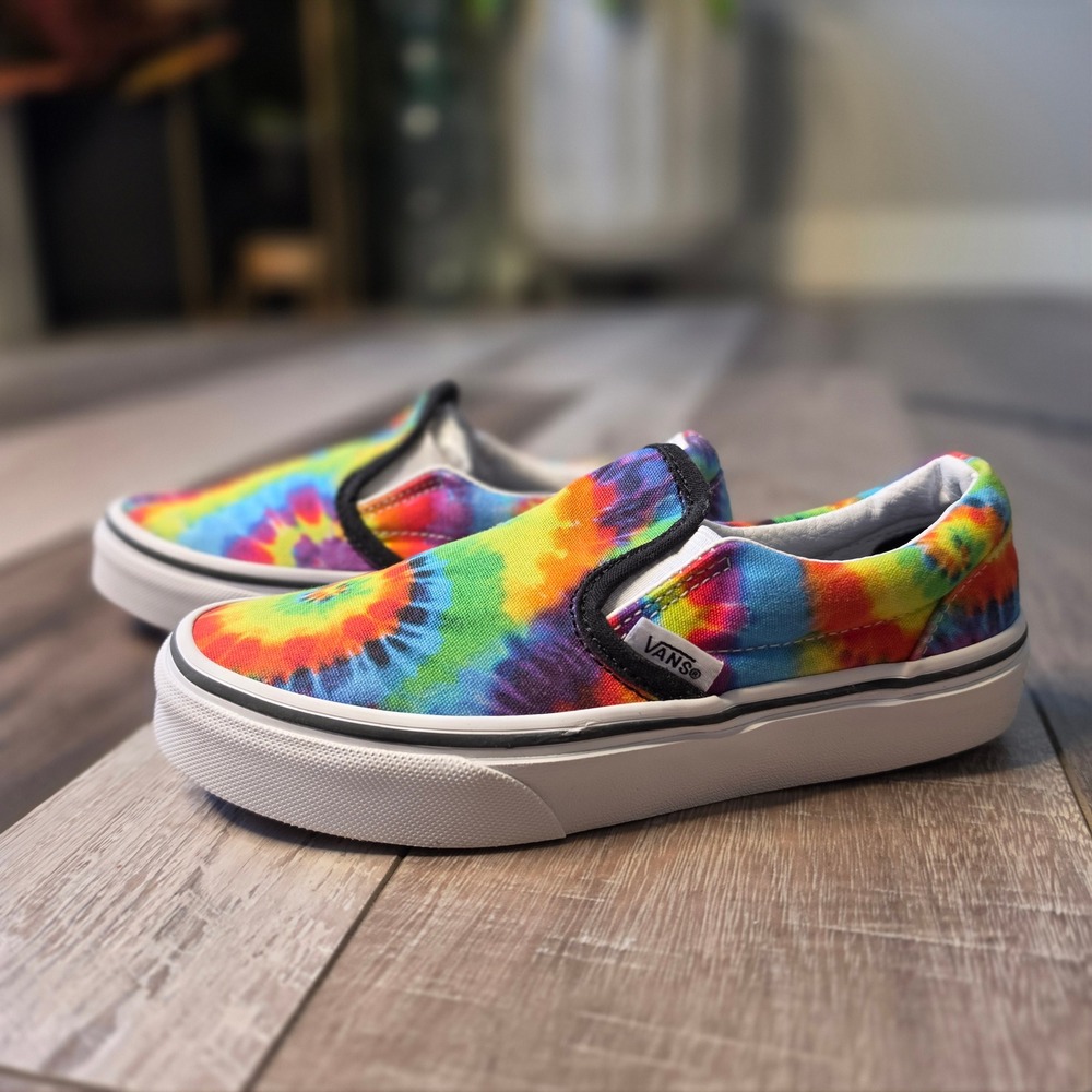 Vans Classic Slip On Kids Size 1 Multi Color Excellent Tie Dye Sneakers